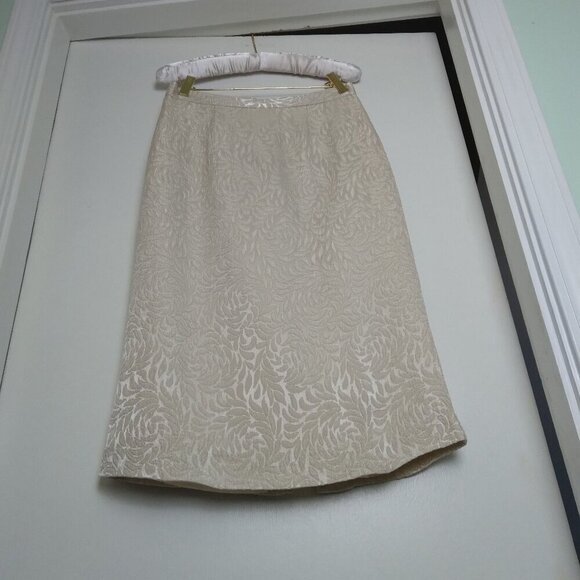 Vintage 70's  Cream Brocade Swing Jacket & Midi Skirt Retro 50's Inspired Sz M - Picture 10 of 12